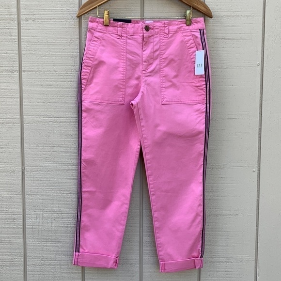 Gap Girlfriend Khaki - French Pink with Navy Side Stripes - Picture 1 of 16